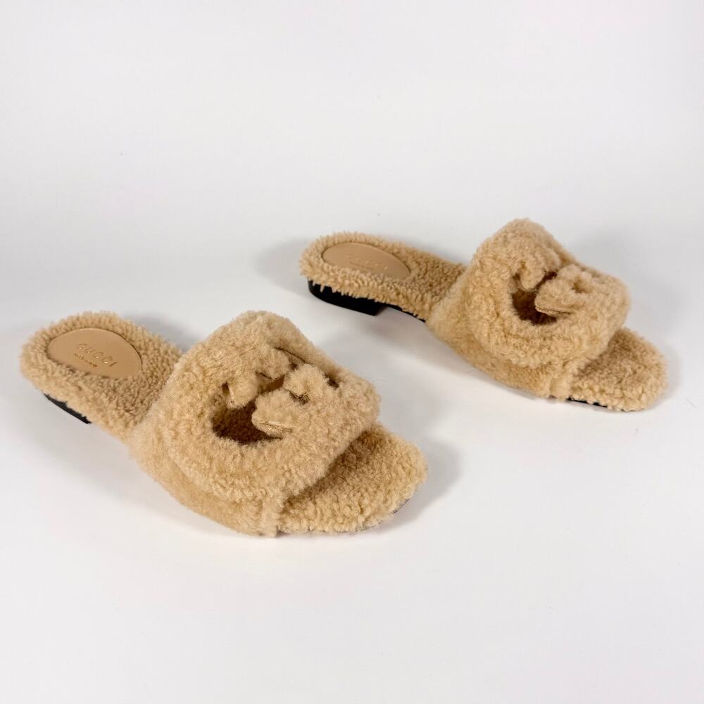 Gucci Shearling GG Cut Out Slide Sandal - Women’s 5.5 - Picture 3 of 8
